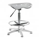 Teknik Office Tek Silver Draughting Stool with Polished Steel Footring OF5004ST