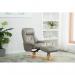 Denver Recliner Grey Leather Look with Swivel Recline Function Stylish Natural Wood Five Star Base and Matching Footstool ZRDENVERGREY