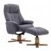 Denver Recliner Greystone Fabric with Swivel Recline Function Stylish Natural Wood Five Star Base and Matching Footstool ZRDENVERGREYSTON