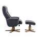 Denver Recliner Greystone Fabric with Swivel Recline Function Stylish Natural Wood Five Star Base and Matching Footstool ZRDENVERGREYSTON