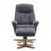 Denver Recliner Greystone Fabric with Swivel Recline Function Stylish Natural Wood Five Star Base and Matching Footstool ZRDENVERGREYSTON