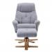 Denver Recliner Light Grey Fabric with with Swivel Recline Function Stylish Natural Wood Five Star Base and Matching Footstool ZRDENVERLIGHTGRE