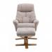 Denver Recliner Oatmeal Fabric with Swivel Recline Function Stylish Natural Wood Five Star Base and Matching Footstool ZRDENVEROATMEAL