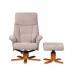 Montreal Recliner Natural Fabric with Swivel Recline Function Stylish Natural Wood Five Star Base and Matching Footstool