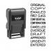 The photo shows a Trodat EcoPrinty 4822 stamp with a black ink color. The stamp features multiple words and the stamp code can be clearly seen. The stamp is sleek and professional, with a compact size. The black ink adds a bold contrast against the light background. Perfect for everyday office use.