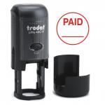 Trodat Printy 46019 Self-inking stamp - This stamp creates a circular impression featuring the word 'PAID' in red ink, perfect for use in the office.