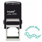 Trodat Classmates Education Stamp - Perfect for in the classroom, this self-inking stamp features the phrase 'EXCELLENT WORK' and the image of a worm.