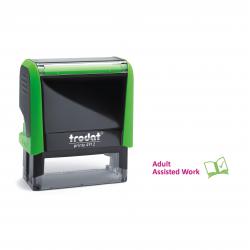 Cheap Stationery Supply of Trodat Classmate Printy 4912 Self-inking Stamp. This stamp features the phrase 'Adult Assisted Work', perfect for in the classroom. Office Statationery