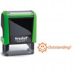 Trodat Classmate Printy 4911 Self-inking Stamp. This stamp features the phrase 'Outstanding!', perfect for use in the classroom.