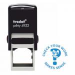 Trodat Classmates Education Stamp - Perfect for in the classroom, this self-inking stamp features the phrase 'CHECK YOUR WORK MAKES SENSE'. 