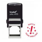 Trodat Classmates Education Stamp - Perfect for in the classroom, this self-inking stamp features the phrase 'WATCH YOUR SPELLING'. 