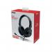 The Trust Ozo Over Ear Wired Headset features a sleek black design with flexible microphone. The headset has comfortable over-ear cups and is compatible with all devices. The microphone can be easily adjusted for optimal communication.