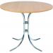 This image shows a sturdy wooden bistro table from Teknik, model 6455. The table features two labels and a beautiful beech finish. Perfect for any commercial or residential setting.