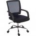The Teknik 6910BLK Star Mesh Black Back Chair features a sleek black design with a mesh back, providing ultimate comfort and support. The chair has a modern look and is perfect for any office or workspace.