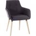 This picture shows two sleek and modern graphite-colored reception chairs with four legs, making them sturdy and stylish additions to any office or waiting area.