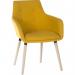 The picture shows two yellow reception chairs with four legs each. The chairs have a sleek and modern design, perfect for any reception area. The bright yellow color adds a pop of color to the room. The chairs are made from sturdy materials and have a comfortable seat and backrest.