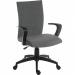 The photo captures a sleek and modern grey fabric work chair from Teknik. Its sturdy frame and cushioned seat provide comfort and support for long hours of work. With its adjustable height and backrest, it offers ergonomic support for any workspace.