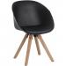 In the photo, two black padded tub chairs from Tekniks 6947 Pyramid collection are arranged side by side. These modern chairs feature a sleek and sturdy pyramid-shaped base, adding a touch of sophistication to any room.