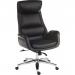 This photograph features the Teknik Ambassador Reclining Chair in sleek black. Its modern design includes a high back and contoured armrests for ultimate comfort. The chair reclines easily, making it perfect for relaxation.