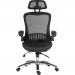 A sleek and modern office chair with a breathable mesh backrest, lumbar support, and adjustable armrests. The elegant design and smooth lines give off a professional and comfortable vibe for any workspace.