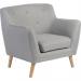 Teknik Office Skandi Armchair in grey fabric with button back and wooden feet. 6980