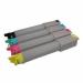 The photo features a set of TSW ink cartridges, compatible with OKI printers. The cartridges are black in color and specifically designed for use with models C3300, C3400, C3600, and C3530. Each cartridge is labeled with the number 43459332 and prominently displays the brand name TSW. All the cartridges are neatly lined up, ready to be installed for printing purposes.