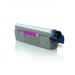 The photo shows TSW Ink Cartridges in a vibrant shade of magenta, specifically compatible with OKI C5850/C5950/MC560 printers. These cartridges have a high page yield of 6000 pages and feature the part number C43865722.