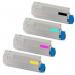 This image shows a pack of TSW Ink Cartridges Compatible with OKI C831, specifically the yellow toner with a page yield of 10000. The cartridges are neatly packaged and clearly display brand and product information.