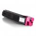 The photograph captures a vibrant magenta colour cartridge for a Utax copier. The TSW ink cartridges are compatible and have a high page yield of 18000.