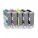 The photograph shows a set of TSW ink cartridges designed to be compatible with Canon inkjet printers. The cartridges are magenta in color and have a capacity of 130ml. They are labeled with the model number PFI107M and C6707B001.