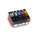 The photo shows a set of TSW ink cartridges, compatible with Canon printers. The cartridges come in assorted colors and contain 9ml of ink. The packaging reads CC52MP.