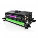 The photograph displays a vibrant and bold magenta ink cartridge with the label TSW Ink Cartridges on top. The cartridge is compatible with HP CE743A 307A and has a page yield of 7300. The packaging is professional and visually appealing, showcasing the quality of the product.