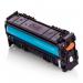 This photo shows a TSW ink cartridge in vibrant cyan color. The label reads Compatible with HP CF401A and 1400 page yield. The cartridge is compact and sleek, with a smooth surface and clear markings.