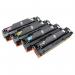 This photograph captures a set of TSW ink cartridges in the color cyan, designed to be compatible with HP CF531A 205A. The packaging boasts a yield of 900 pages, making it a reliable choice for printing needs.
