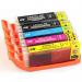 The photograph shows a set of Cyan TSW ink cartridges compatible with Canon 6509B001 CLI551C XL. The cartridges have a capacity of 12ml and a page yield of CCLI551C. The cartridges are neatly packaged and have a vibrant blue color.