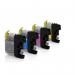 This image features a set of TSW ink cartridges compatible with Brother LC121VALBP. Each cartridge has a page yield of over 600 pages, and they come in assorted colors. The packaging is labeled CLC121MP.