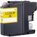 A close-up view of the TSW Yellow Ink Cartridge for Brother printers. The cartridge is rectangular and features a bright yellow color. It has a high page yield of 1200 pages, indicated by the numbers on the label. The label also features the brand name and product name in bold print. The cartridge is placed on a clean white background, highlighting its vibrant color.