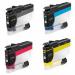 This photo shows a bright yellow ink cartridge labeled TSW Ink Cartridges Compatible Brother LC424Y. It has a 750 page yield and is specifically designed for inkjet printers.