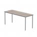 The TC Group Tables OFFICE RECTANGULAR MULTI-USE TABLE 1600X600 ALASKAN GREY OAKSILVER CORE1660MPTGOAKSV features a sleek, rectangular shape with a modern Alaskan grey oak finish and a silver core. It measures 1600x600 and is perfect for any office or multi-use space.
