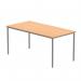 This image shows a rectangular multi-use table from TC Group Tables, measuring 1600x800 in Norwegian Beech with a silver core. The sleek design and durable materials make it a versatile addition to any office space. The table features a warm wood finish and a sturdy silver base, adding a touch of sophistication to any room. With plenty of space for working or meeting, this table is perfect for collaboration or individual tasks.