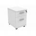 This photo captures a sleek and modern office storage unit, featuring two drawers and a crisp arctic white finish. Its compact size makes it perfect for tucking under a desk for convenient and stylish storage.