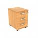 The TC Group Mobile Pedestals MOBILE UNDER DESK OFFICE STORAGE UNIT 3 DRAWERS NORWEGIAN BEECH features a sleek and modern design with a natural wood finish. The three drawers provide ample storage space for office essentials, while the compact size makes it perfect for small workspaces.
