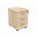This picture shows a TC Group Mobile Pedestal, designed for under desk office storage. The unit is made of Canadian Oak and has 3 drawers for organizing office supplies.