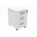 This photograph features a sleek and modern TC Group Mobile Pedestal unit in Arctic White. It has three drawers for convenient and efficient under desk storage in any office setting.