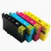 The photo shows TSW ink cartridges compatible with Epson printers. These cartridges have a cyan color and yield up to 174 pages. The packaging is labeled with the product name and page yield. The photo shows a close-up of the cartridges, clearly displaying the ink levels and brand logo.
