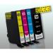 This photo features a set of TSW ink cartridges featuring a bright magenta color and a high page yield of 950 pages. These cartridges are compatible with Epson printers and come in the 34XL size.