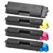 The TSW ink cartridges compatible with Kyocera TK5160Y have a bright yellow color and a sleek rectangular shape. The toner has a yield of 12000 pages, making it a long-lasting option for printing needs. The packaging is minimalistic and professional, with the brand and product name clearly displayed.