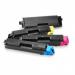 The photograph shows a set of TSW ink cartridges, the model compatible with Kyocera 1T02KVCNL0 TK590C. The cartridge in the photo is cyan in color and has a page yield of 5000 pages.