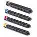 The image shows a set of TSW ink cartridges in the color cyan, specifically designed to be compatible with a Kyocera TK8345C laser printer. The cartridges have a high page yield of 12000 pages and are perfect for printing high-quality, colorful documents.