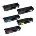 This photograph features a set of TSW ink cartridges in a vibrant magenta color. The cartridges are compatible with Brother toner and have a page yield of 9000 pages. They are labeled with the product names TN910M and CTN910M.